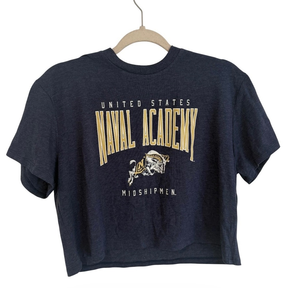 Under Armour US Naval Academy Midshipmen Cropped Graphic T-Shirt Navy Blue Small